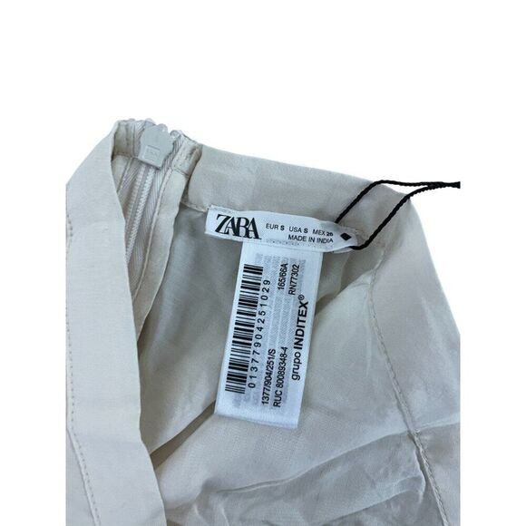 Zara Womens Lace Midi Skirt M Oyster White Mid Rise Viscose Floral 1377/904 NWT - Picture 11 of 16